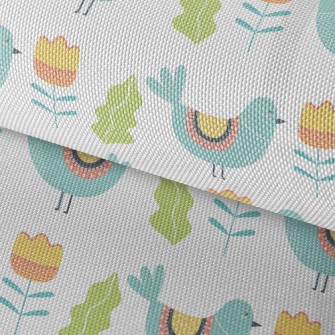 Bluebird And Flowers Waterproof Oxford