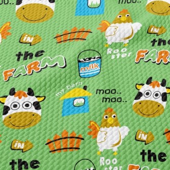 Chicken And Cow Barn Farm Birdseye Piqué