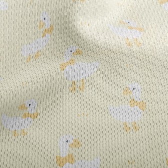 White Duck With Bow Athletic Mesh Flat Back