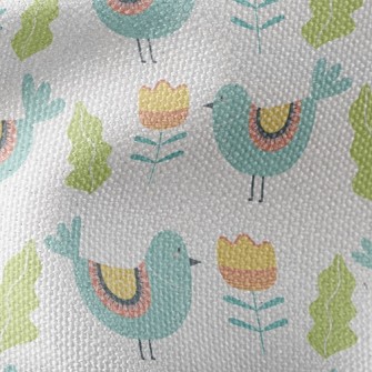 Bluebird And Flowers Waterproof Canvas