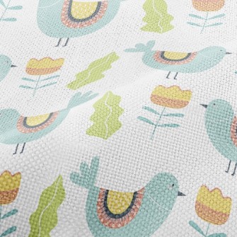 Bluebird And Flowers Performance Linen