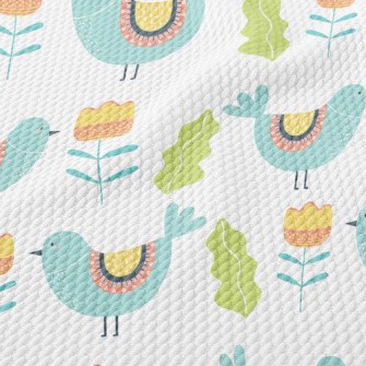 Bluebird And Flowers Birdseye Piqué