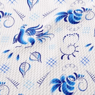 Blue Bird And Rose Birdseye Piqué