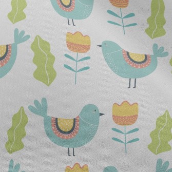 Bluebird And Flowers Chiffon