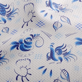 Blue Bird And Rose Athletic Mesh Flat Back