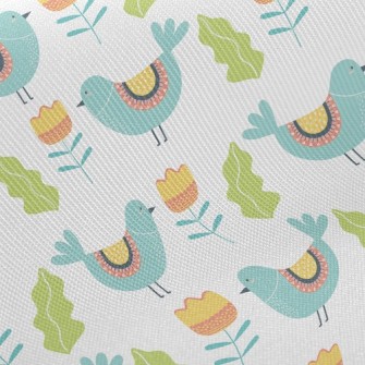 Bluebird And Flowers Twill