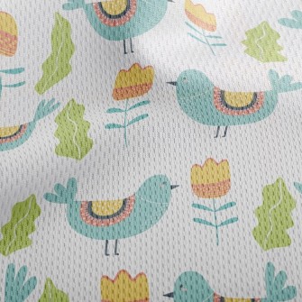 Bluebird And Flowers Athletic Mesh Flat Back