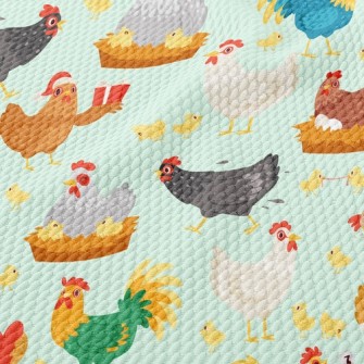 Rooster Hen Chick Birdseye Piqué
