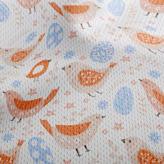 Easter Eggs And Patterned Bird Athletic Mesh Flat Back