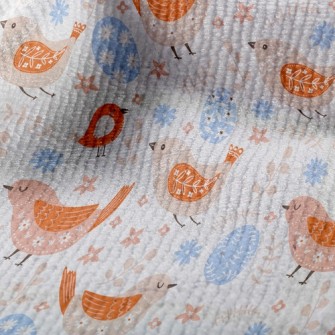 Easter Eggs And Patterned Bird Terry