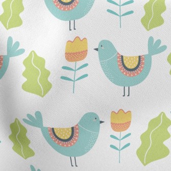 Bluebird And Flowers Stretch Ponte