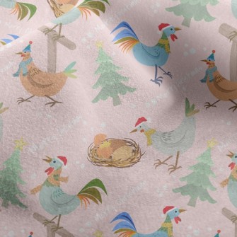 Chickens Celebrating Christmas Micro Fleece