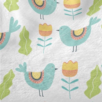 Bluebird And Flowers Minky