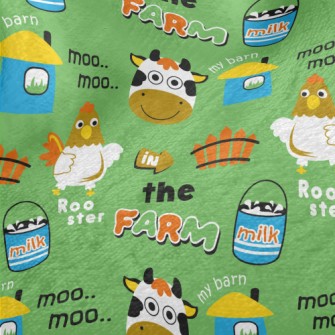 Chicken And Cow Barn Farm Minky