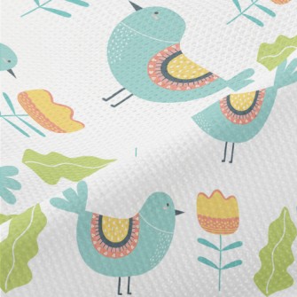 Bluebird And Flowers Piqué