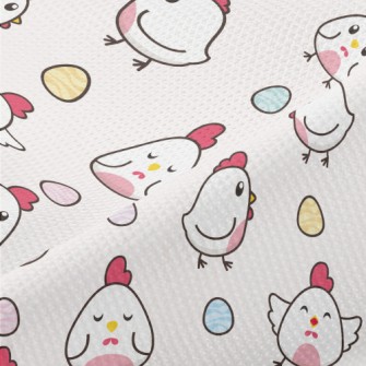 Lively Rooster And Eggs Piqué
