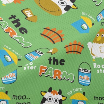 Chicken And Cow Barn Farm Piqué