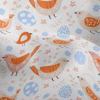 Easter Eggs And Patterned Bird Lightweight Performance Linen