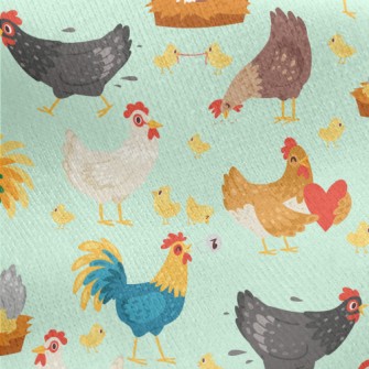 Rooster Hen Chick Jersey Backed Fleece