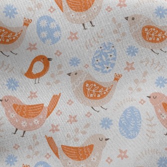 Easter Eggs And Patterned Bird Jersey Backed Fleece