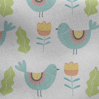 Bluebird And Flowers Jersey Backed Fleece