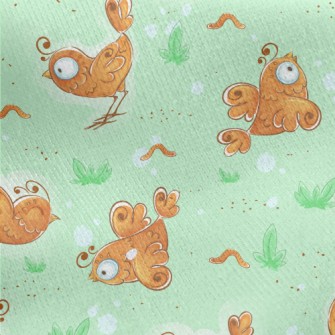 Chicken Chasing Earthworm Jersey Backed Fleece