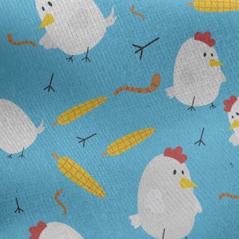 Rooster Eats Corn Jersey Backed Fleece