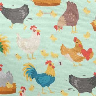 Rooster Hen Chick Pongee