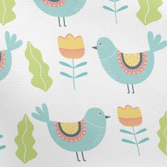 Bluebird And Flowers Pongee