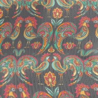 Rooster And Pattern Stretch Jersey