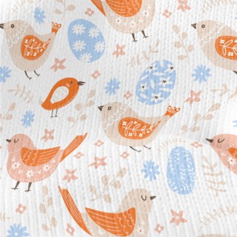 Easter Eggs And Patterned Bird Stretch Jersey