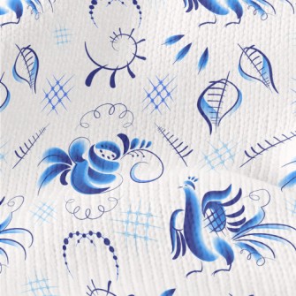 Blue Bird And Rose Stretch Jersey