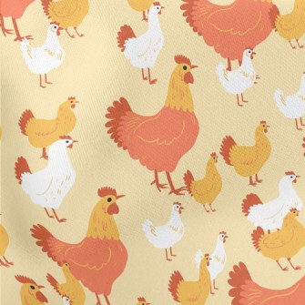 Rooster Family Lightweight Cotton Poplin