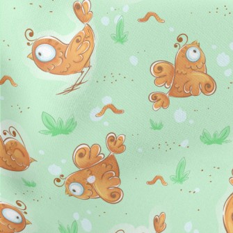 Chicken Chasing Earthworm Lightweight Cotton Poplin