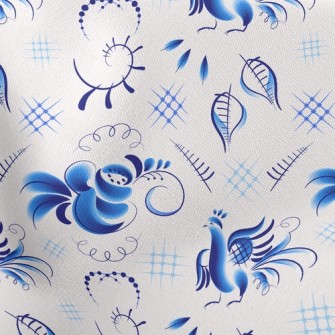 Blue Bird And Rose Lightweight Cotton Poplin