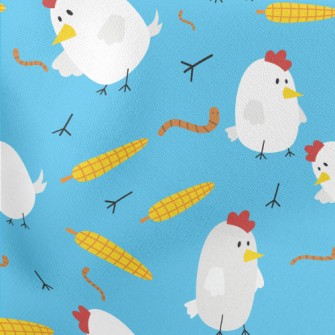 Rooster Eats Corn Lightweight Cotton Poplin