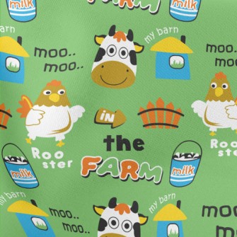 Chicken And Cow Barn Farm Lightweight Cotton Poplin