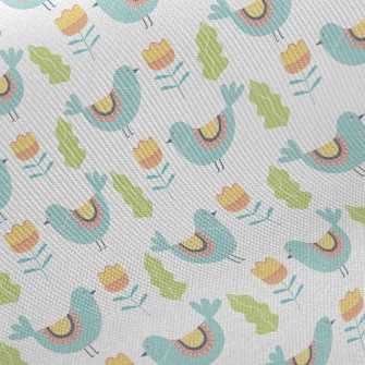 Bluebird And Flowers Midweight Cotton Poplin