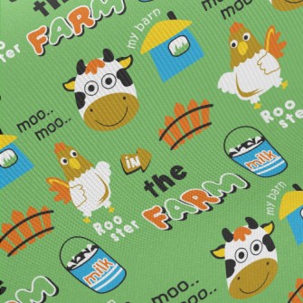 Chicken And Cow Barn Farm Midweight Cotton Poplin