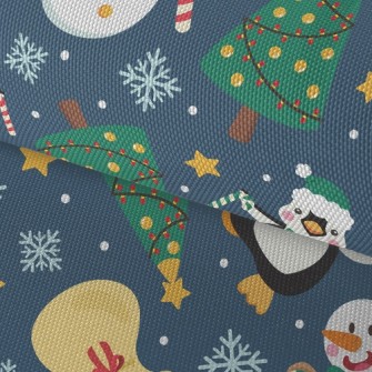 Christmas Snowman And Penguin Waterproof Oxford