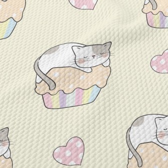 Cat On Cupcake Birdseye Piqué