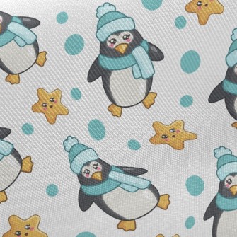 Blue Winter Penguin Twill