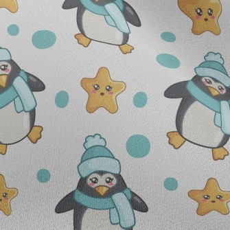 Blue Winter Penguin Chiffon