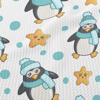Blue Winter Penguin Birdseye Piqué