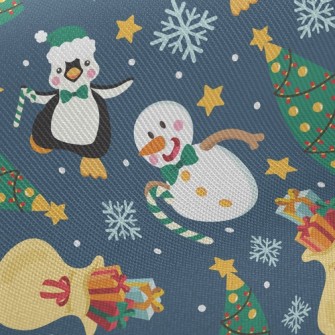 Christmas Snowman And Penguin Twill
