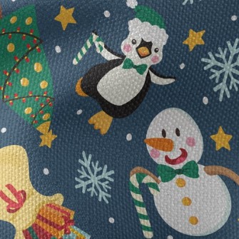 Christmas Snowman And Penguin Waterproof Canvas
