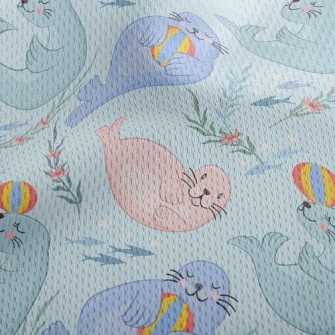 Seals Who Love To Play Ball Athletic Mesh Flat Back