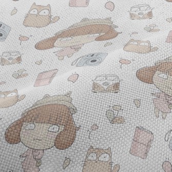 Cat And Girl Go On A Trip Performance Linen