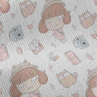Cat And Girl Go On A Trip Standard Corduroy