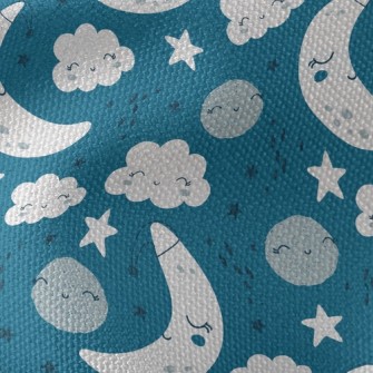 White Clouds Stars And Moon Waterproof Canvas